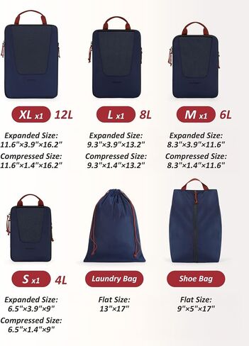 BAGSMART Compression Packing Cubes for Travel, 6 Set/4 Set Packing Cubes for Suitcases, Compression Suitcase Organizer Bags Set for Travel Essentials, Lightweight Packing Organizers in Kuwait