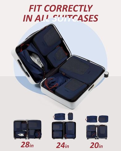 BAGSMART Compression Packing Cubes for Travel, 6 Set/4 Set Packing Cubes for Suitcases, Compression Suitcase Organizer Bags Set for Travel Essentials, Lightweight Packing Organizers in Kuwait