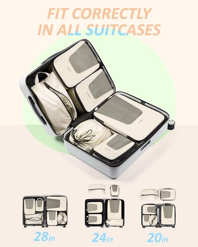 BAGSMART Compression Packing Cubes for Travel, 6 Set/4 Set Packing Cubes for Suitcases, Compression Suitcase Organizer Bags Set for Travel Essentials, Lightweight Packing Organizers in Saudi Arabia