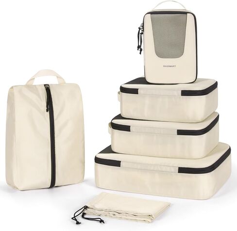 BAGSMART Compression Packing Cubes for Travel, 6 Set/4 Set Packing Cubes for Suitcases, Compression Suitcase Organizer Bags Set for Travel Essentials, Lightweight Packing Organizers in Saudi Arabia