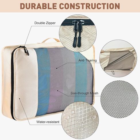 8 Set Packing Cubes for Travel Women Men Kids, Mesh Suitcase Organizer Bags Set for Luggage, 4 Sizes Extra Large, Large, Medium, Small, Travel Camping Essentials Accessories, Lake Blue in Saudi Arabia