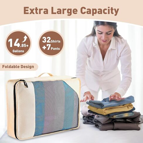 8 Set Packing Cubes for Travel Women Men Kids, Mesh Suitcase Organizer Bags Set for Luggage, 4 Sizes Extra Large, Large, Medium, Small, Travel Camping Essentials Accessories, Lake Blue in Saudi Arabia
