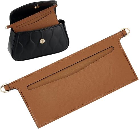WADORN PU LEATHY MICROFIBRE محفظة إدراج منظم ، 3.14x 6.49 بوصة من منظم حقيبة جلدية من الألياف الألياف مع حلقات سبيكة D مستطيل إدراج منظم لإدراج حقائب اليد ، الجمال in Kuwait