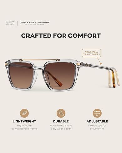 WMP Eyewear - Modern Men's Square Aviator Sunglasses - Double Metal Bridge with Polarized Lens in Saudi Arabia