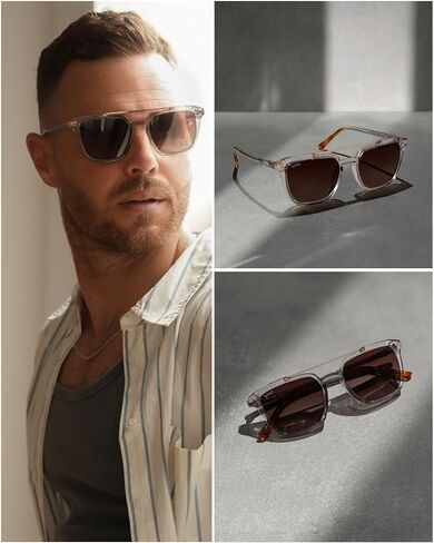 WMP Eyewear - Modern Men's Square Aviator Sunglasses - Double Metal Bridge with Polarized Lens in Saudi Arabia