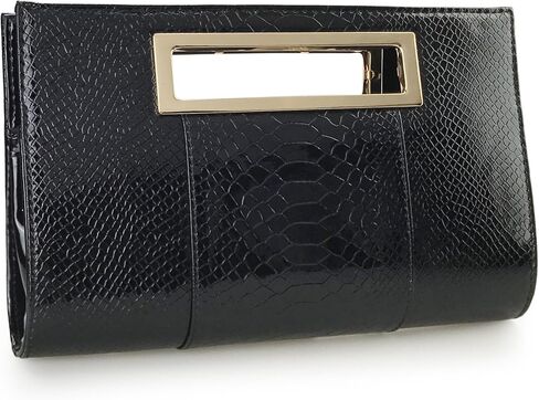 HOXIS Classic Crocodile Pattern Faux Leather Metal Grip Cut it out Clutch with Shoulder Strap Womens Handbag in Kuwait