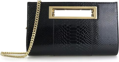 HOXIS Classic Crocodile Pattern Faux Leather Metal Grip Cut it out Clutch with Shoulder Strap Womens Handbag in Kuwait