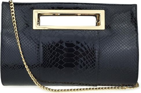 HOXIS Classic Crocodile Pattern Faux Leather Metal Grip Cut it out Clutch with Shoulder Strap Womens Handbag in Kuwait