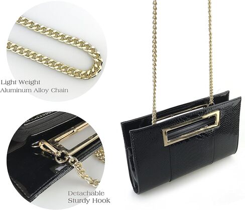 HOXIS Classic Crocodile Pattern Faux Leather Metal Grip Cut it out Clutch with Shoulder Strap Womens Handbag in Kuwait