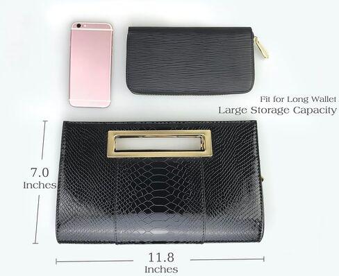 HOXIS Classic Crocodile Pattern Faux Leather Metal Grip Cut it out Clutch with Shoulder Strap Womens Handbag in Kuwait