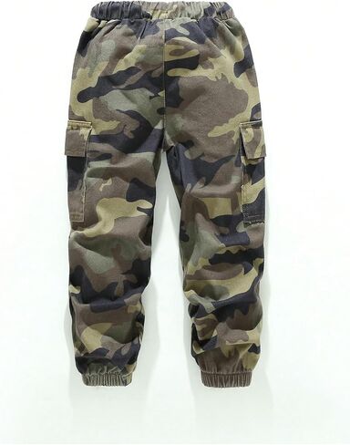 WDIRARA Toddler Boy's Camo Print Flap Pocket Cargo Jeans Waist Denim Pants in Saudi Arabia