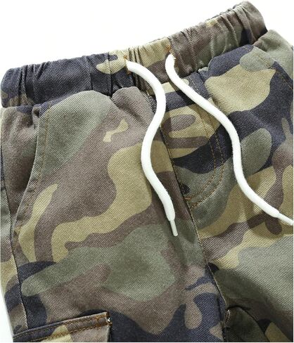 WDIRARA Toddler Boy's Camo Print Flap Pocket Cargo Jeans Waist Denim Pants in Saudi Arabia