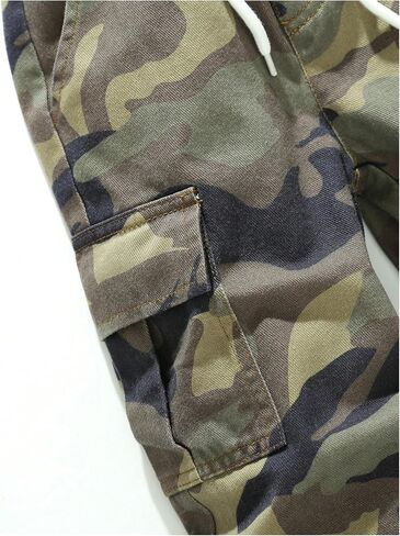 WDIRARA Toddler Boy's Camo Print Flap Pocket Cargo Jeans Waist Denim Pants in Saudi Arabia
