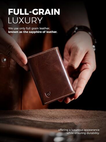 LORZOR Wallet for Men with Metal Card Holder, Pop Up Wallet, Finest Full Grain Leather Trifold Wallet, Smart, Minimalist, RFID Blocking, Front Pocket, ID Window, VintageBrown/Silver in Saudi Arabia