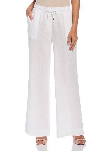 Cubavera Women's Wide Leg Drawstring Linen Pant in Saudi Arabia
