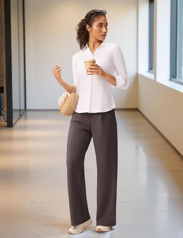 Wide Leg Pants for Women High Waist Relaxed Dress Pants with Pockets 30" in Saudi Arabia
