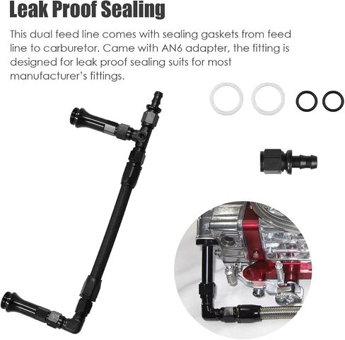 Wokyo Carb Dual Feed Fuel Line For Holley An6, 4150 Aluminum Alloy Braided Dual Feed Inlet Fuel Line Kit An6 Male Flare Carburetor An6 Fuel Inlet Tube in Kuwait