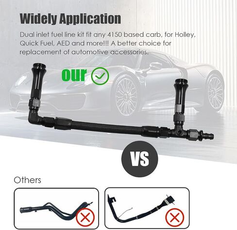 Wokyo Carb Dual Feed Fuel Line For Holley An6, 4150 Aluminum Alloy Braided Dual Feed Inlet Fuel Line Kit An6 Male Flare Carburetor An6 Fuel Inlet Tube in Kuwait