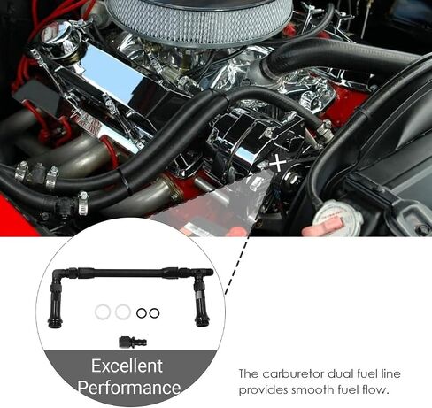 Wokyo Carb Dual Feed Fuel Line For Holley An6, 4150 Aluminum Alloy Braided Dual Feed Inlet Fuel Line Kit An6 Male Flare Carburetor An6 Fuel Inlet Tube in Kuwait