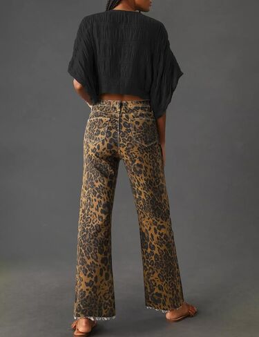 PHISOCKAT High Waisted Wide Leg Jeans for Women Stretchy Baggy Jeans Trendy Denim Pants with Pockets in Kuwait
