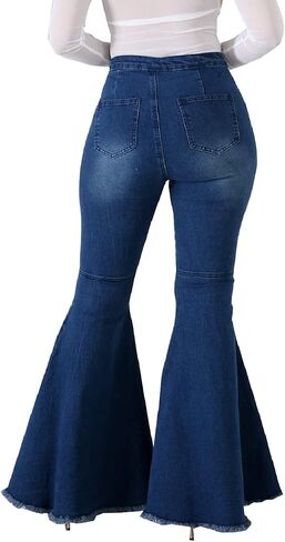 Bell Bottom Jeans for Women High Waisted Stretch Ripped Skinny Hole Classic Raw Hem Denim Flare Pants in Saudi Arabia