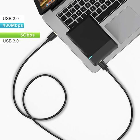 كابل USB 3.0 ذكر إلى ذكر بطول 10 أقدام، كابل USB إلى كابل USB ذكر إلى ذكر كابل USB 3.0 نوع A ذكر لكتابة كابل ذكر (10 أقدام) in Kuwait