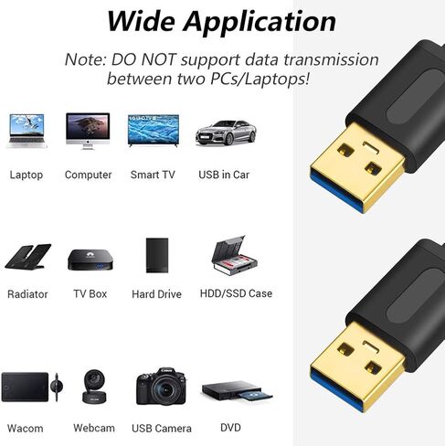 كابل USB 3.0 ذكر إلى ذكر بطول 10 أقدام، كابل USB إلى كابل USB ذكر إلى ذكر كابل USB 3.0 نوع A ذكر لكتابة كابل ذكر (10 أقدام) in Kuwait