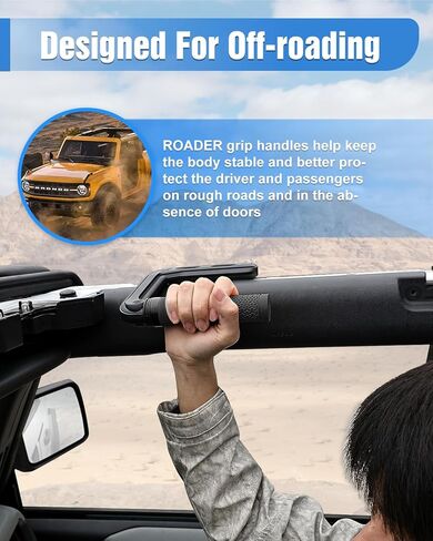 ROADER Grab Handles Compatible with Ford Bronco & Bronco Raptor 2021-2025 2/4 Door Soft & Hard Top, Aluminum Alloy Roll Bar Grip Handles Replacement for Bronco Interior Accessories- Red, 2 Pack in Kuwait