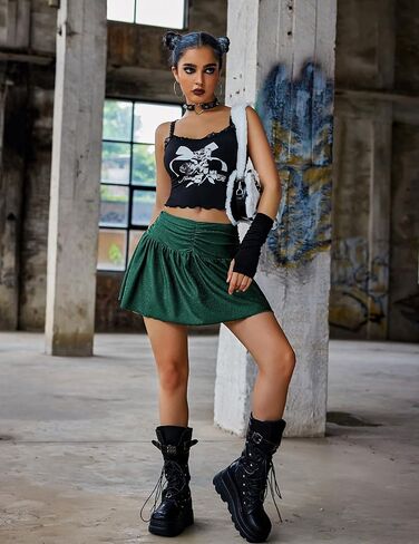 Avidlove Women Ruffle Skirt Ruched Waist Short Skirts Sexy Glitter Skirt Mini Lingerie Skirts in Kuwait