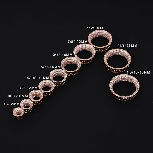 PONWAG 1 Pair 0g 00g 8mm-30mm Classic Ear Gauge Luxury White Zircon Hollow Ear Plug Gauges Single Flare Tunnels For Ear Stretcher Expander Women Body Piercing Jewelry in Saudi Arabia