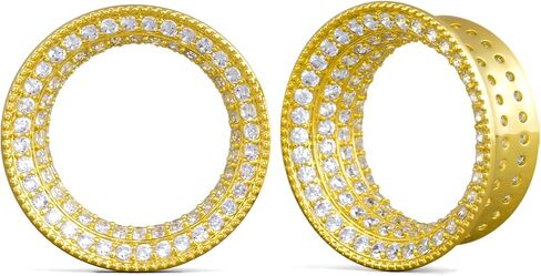 PONWAG 1 Pair 0g 00g 8mm-30mm Classic Ear Gauge Luxury White Zircon Hollow Ear Plug Gauges Single Flare Tunnels For Ear Stretcher Expander Women Body Piercing Jewelry in Saudi Arabia