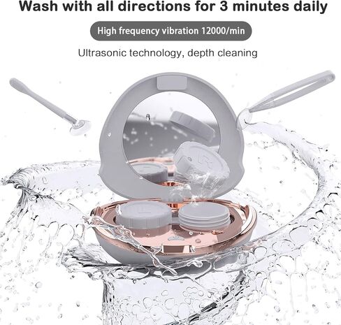 Contact Lens Cleaner Machine, Ultrasonic Portable Contact Lens Cleaner with USB Charger, Small 56kHz High Frequency Vibrate, for Soft Lens, Colored Contact Lens, Hard Lens, RGP Lens (Green) in Kuwait