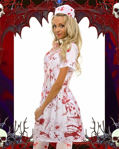 Hercicy Nurse Dress Costume Set for Women White Short Sleeve Medical Lab Coat Nurse Cap Footed Pantyhose Halloween Cosplay in Saudi Arabia