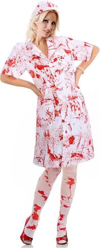 Hercicy Nurse Dress Costume Set for Women White Short Sleeve Medical Lab Coat Nurse Cap Footed Pantyhose Halloween Cosplay in Saudi Arabia