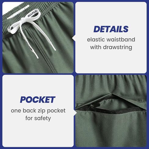 maamgic Mens Boys 80s 90s Vintage 4 Way Stretch Swim Trunks with Mesh Lining Quick Dry Swim Suits Board Shorts in Saudi Arabia