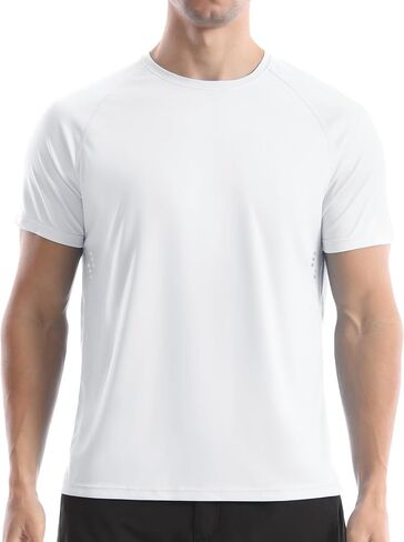 Men's UPF 50+ Swim Shirts, Sun Protection Short Sleeve Rash Guard, Quick Dry T-Shirt for Fishing and Surfing in Kuwait