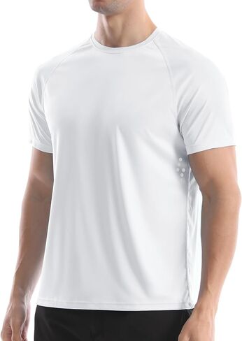 Men's UPF 50+ Swim Shirts, Sun Protection Short Sleeve Rash Guard, Quick Dry T-Shirt for Fishing and Surfing in Kuwait