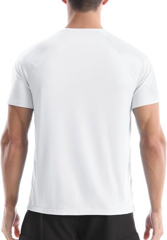 Men's UPF 50+ Swim Shirts, Sun Protection Short Sleeve Rash Guard, Quick Dry T-Shirt for Fishing and Surfing in Kuwait