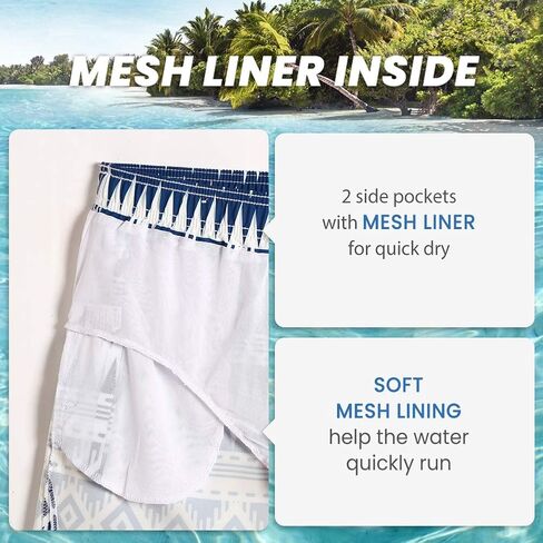 maamgic Mens Boys 80s 90s Vintage 4 Way Stretch Swim Trunks with Mesh Lining Quick Dry Swim Suits Board Shorts in Saudi Arabia