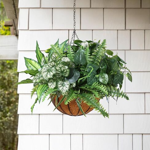 Artificial 8 Bunches Greenery Plants Fake Plastic Leaves with Stems UV Resistant Outside Faux Plants Bushes for Outdoor Patio Garden Front Porch Yard Decor in Saudi Arabia