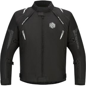 ILM Men’s Motorcycle Jacket with CE Armor and Detachable Thermal Liner All Season Waterproof Jacket Model JF1(Black,L)