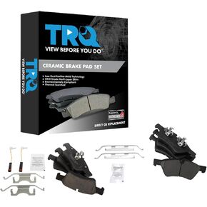 TRQ Brake Pads Ceramic متوافقة مع 2006-2009 Mercedes-Benz E350 2004-2006 E500 2007-2009 E550