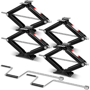 4-Pack Portable RV Trailer Stabilizer Scissor Jack for Car - 5000lbs Car Jack Kit,Quick Lifting Tire Changing Kit, 4-24" Height, CAAP-TOLS-SJK-25-BK-4