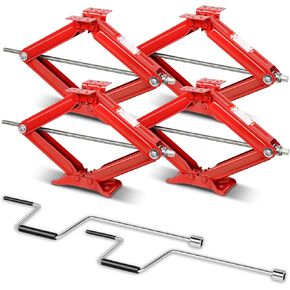 4pcs 5000 رطل مثبتات ومستوىات مقطورة RV: مقصات مقصات مع مقبض سريع للدوران ، نطاق الارتفاع 4 "إلى 24" CAAP-TOLS-SJK-5K-4P-RD