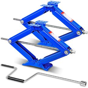 2pcs 5000lbs RV Trailer Stabilizers & Levelers: Scissor Jacks with Quick-Turn Speed Handle, Height Range 4" to 24" CAAP-TOLS-SJK-5K-BU