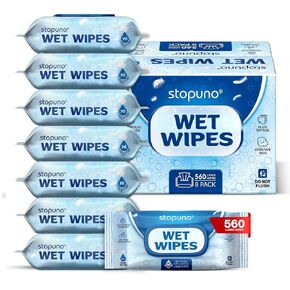 XL-Wet Wipes (560 Wipes) - Unscented For Adults & Babies -99% Purified Water, Hypoallergenic & Safe for Sensitive Skin - Unscented Large Size 8 Flip-Top Packs