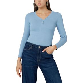 GUESS Women's Eco Long Sleeve Kyla Rib Henley