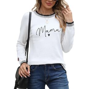 shermie Women's Long Sleeve Crew Neck Sweater Casual Lightweight American Flag Pullover Sweaters
