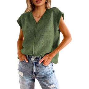 Saodimallsu Womens Summer Cap Tops v الرقبة غير الرسمية لائسة متماسكة خفيفة الوزن الخروج من سترة السحب أعلى