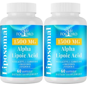 Fogoro Alpha Lipoic Acid 1500 mg-Liposomal ALA Supplement for Cellular Energy Production,Lipid Metabolism,Free Radical Scavenger,60 Softgels